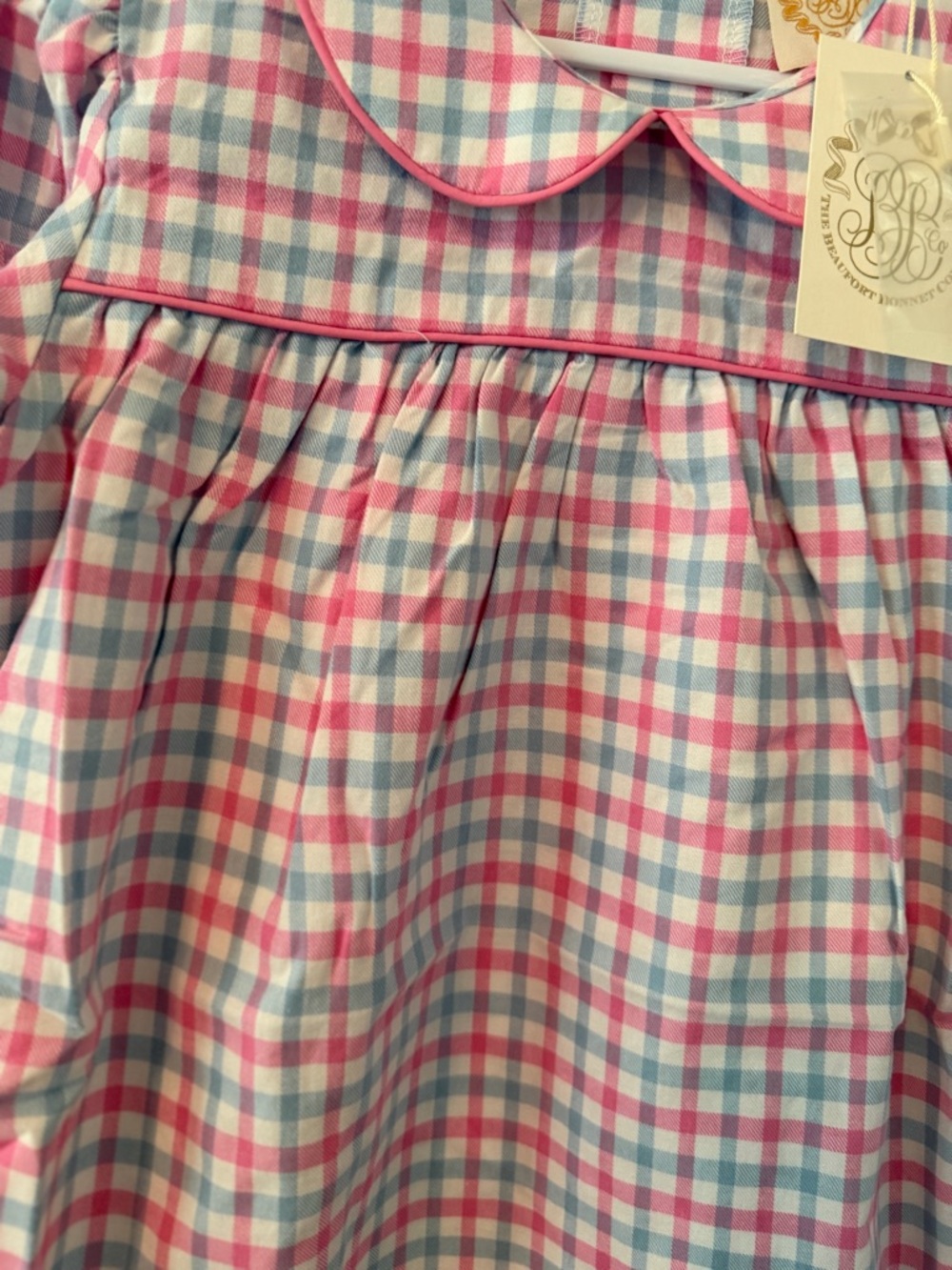 The Beaufort Bonnet Company Pink & Blue Gingham Peter Pan Collar Dress - Picture 2 of 3